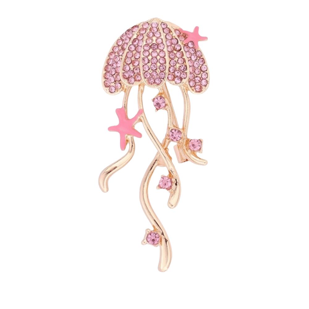 Sparkling Rhinestone Breast Pin Zinc Zinc Alloy Sea Life Pins New Jellyfish Brooches Women