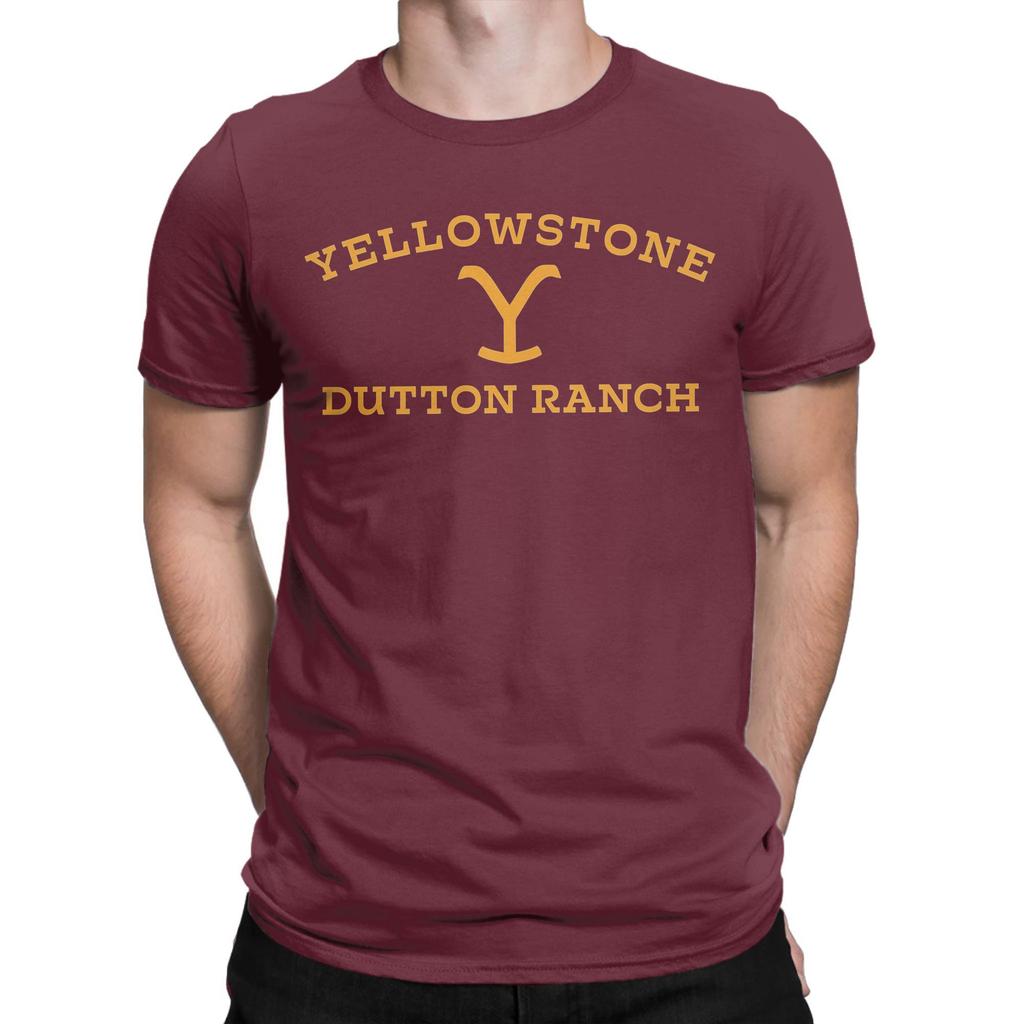 Большие золотые футболки Yellowstone Dutton Ranch для мужчин Винтажные хлопковые футболки с круглым вырезом и коротким рукавом Подарок на день рождения Одежда