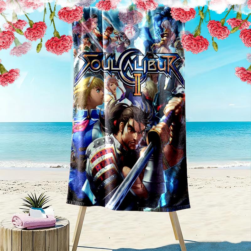 Пляжное полотенце с принтом Soul Calibur, большое, мягкое, быстросохнущее, для пляжа, кемпинга, плавания