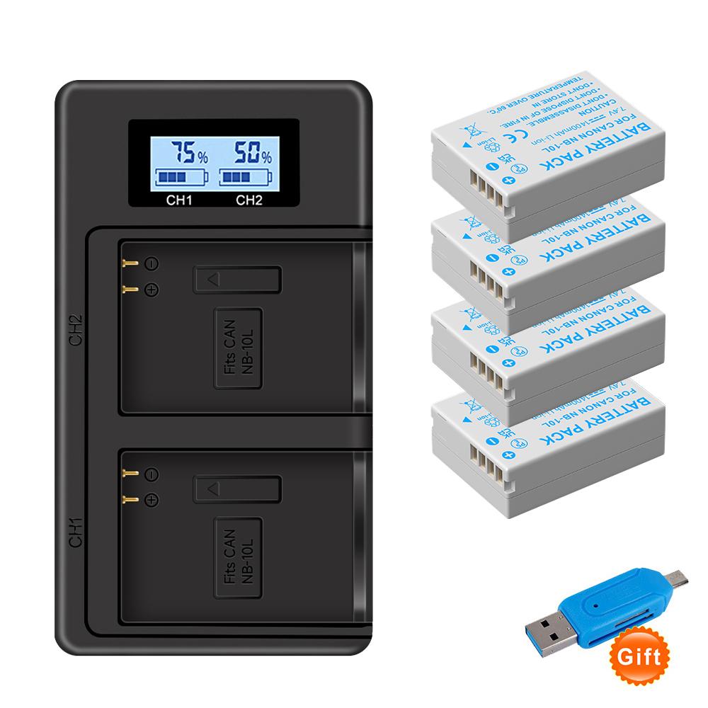 PALO 1400 мАч NB-10L NB10L + ЖК-дисплей Pengisi Daya с портом типа C и USB-кабелем для Canon G1X G15 G16 SX40HS SX50HS SX60HS SX40 SX50