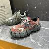 Chunky Sneaker Men Designer Tire Sole Sport Shoes Fashion Casual Leather Mesh Breathable Height Increased Platform Running Shoes