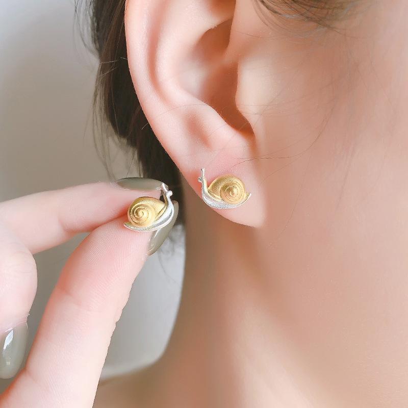 VENTFILLE 925 Sterling Silver Snail Earrings For Women Girl Gift Cute Cartoon Jewelry Accessories Dropshipping Wholesale