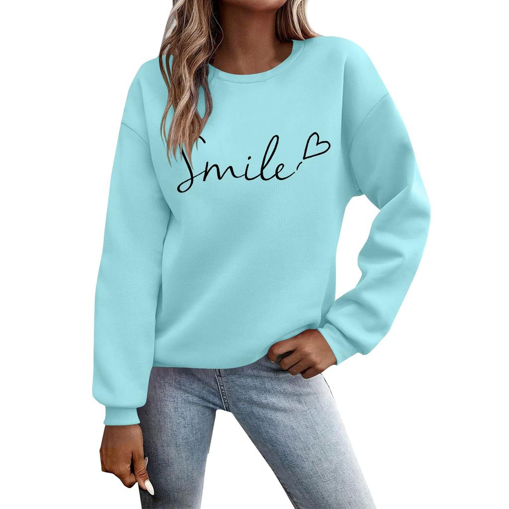 Women's Autumn And Winter Round Neck Long Sleeve Top Small Printed Casual Sweater