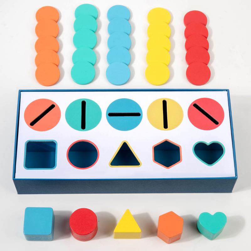 Montessori teaching aids baby wooden color shape classification box cognitive matching color recognition early education puzzle