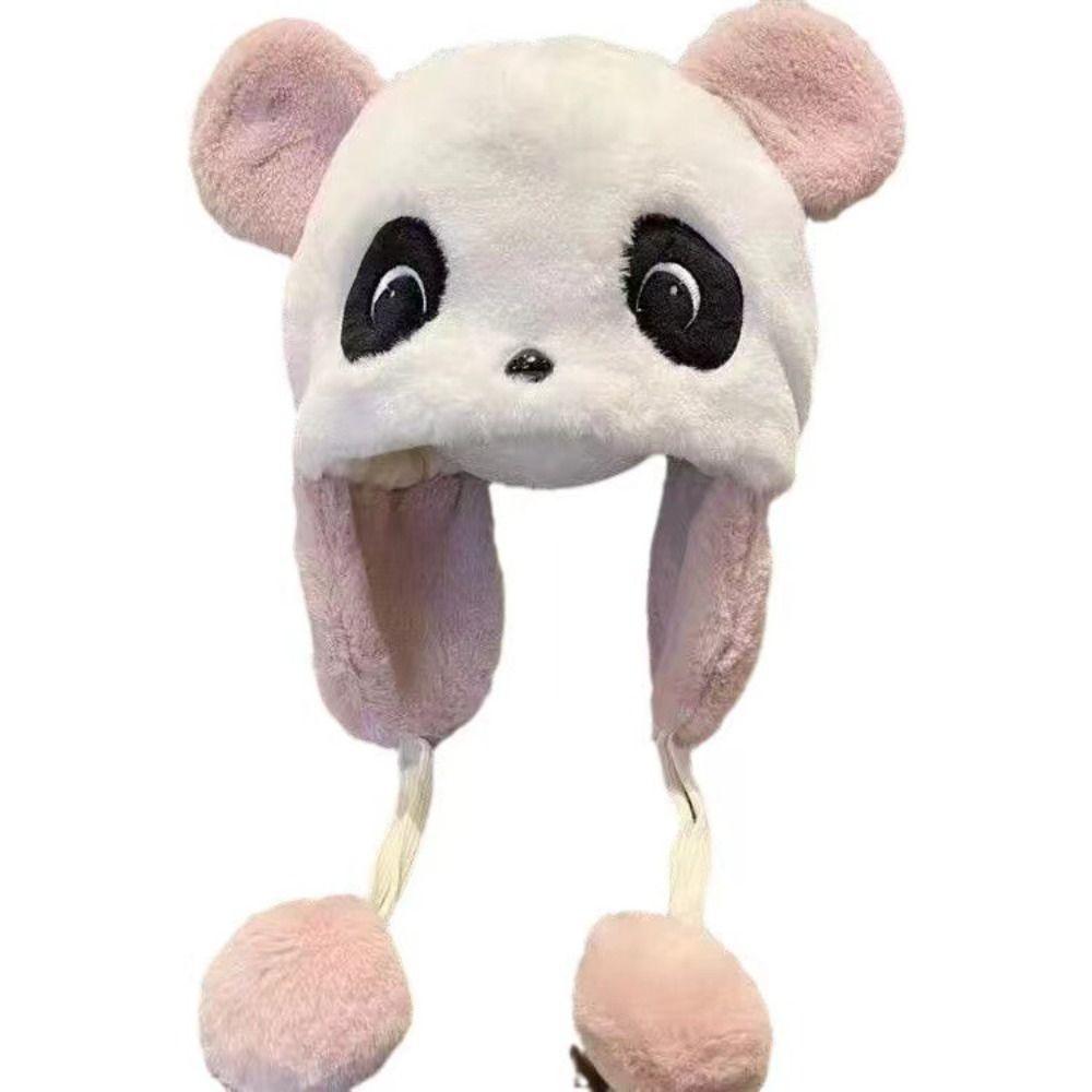Cute Cartoon Panda Plush Hat Windproof Ear Protection Hat Trend Beanies Cap for Children