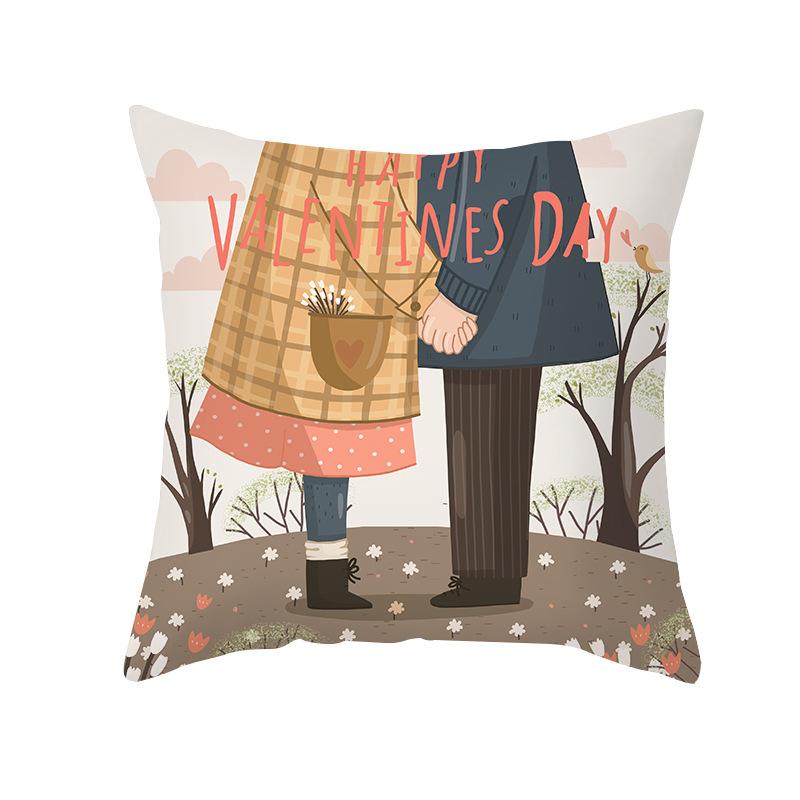 Valentine'S Day Throw Pillow Cover For Home Sofa Armrest Cover Short Plush Printed Cushion Cover For Living Room And Bedroom