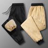Зимние мужские брюки из плотного флиса с эластичной резинкой на талии, сохраняющие тепло карманы, однотонные теплые спортивные рабочие брюки для путешествий