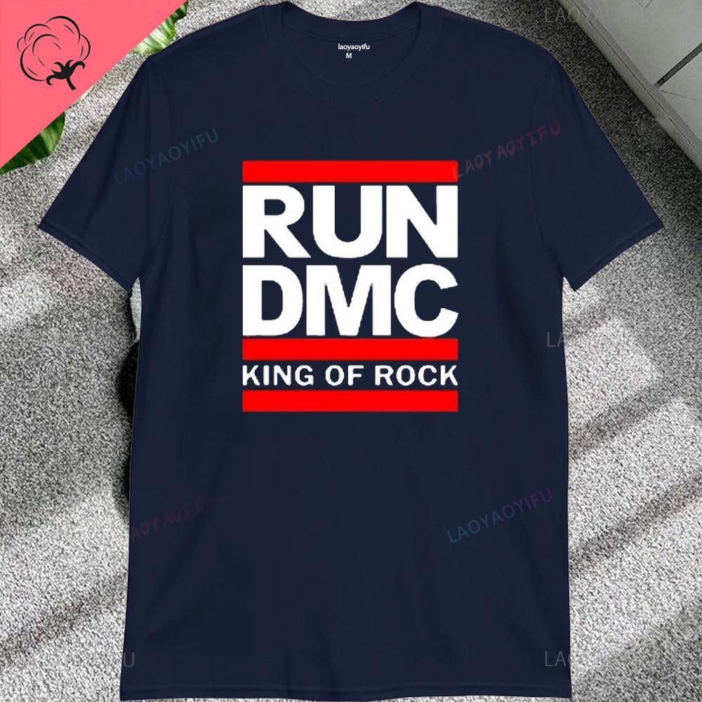 Винтажные Мужские Футболки с Принтом Hip Hop Rock Музыки Run Dmc, Короткий Рукав, Уличная Одежда, Свободные Женские Футболки, Повседневные Модные Футболки