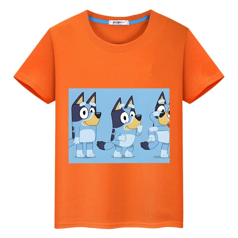 Футболка из 100% хлопка с собакой Blueys, футболки с аниме для мальчиков, цельная футболка y2k, футболка Blueys, короткие топы с британскими героями мультфильмов, детская одежда для девочек