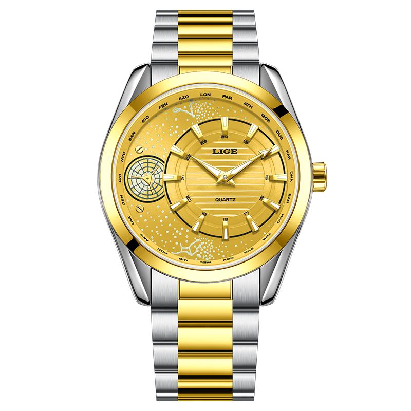 LIGE Top Luxury Watches Men Fashion Casual Quartz Wristwatches 30M Waterproof Luminous Steel Business Mens Watch Gift Reloj