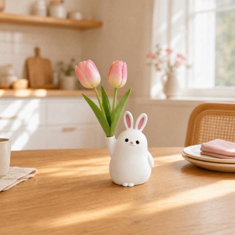 Kawaii Succulent Planter 3D Printed Small Flower Pot Creative Plastic Rabbit Vase Bedroom