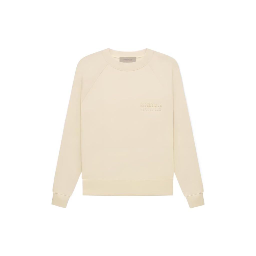 Fear of God Essentials Fleece Crewneck Sweatshirt With Velvet Logo Men Tops Eggshell-White FOG-FW22-099