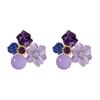 1 Pair Exquisite Charming Women Earrings Gift Rhinestone Purple Flower Stud