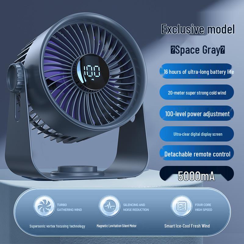 Rechargeable High-Power Desktop and Outdoor Fan with Timer & Remote Control