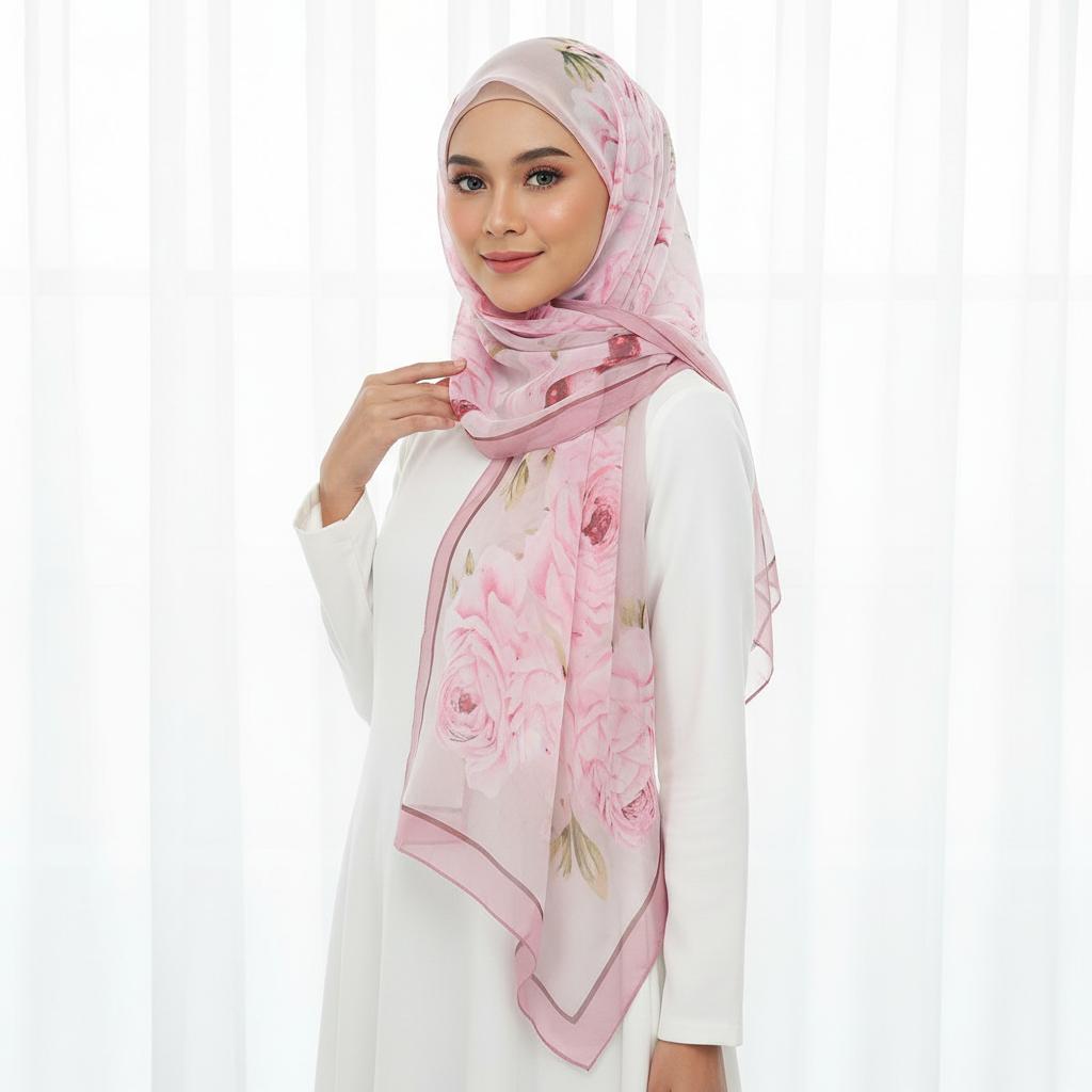 Новый красивый хиджаб из жоржета с цветочным принтом для женщин, тонкий мягкий шарф-шаль, ближневосточный летний пляжный платок с защитой от солнца.
