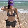 1011 new swimsuit women's split stripes European and American sexy bikini swimsuit bikini