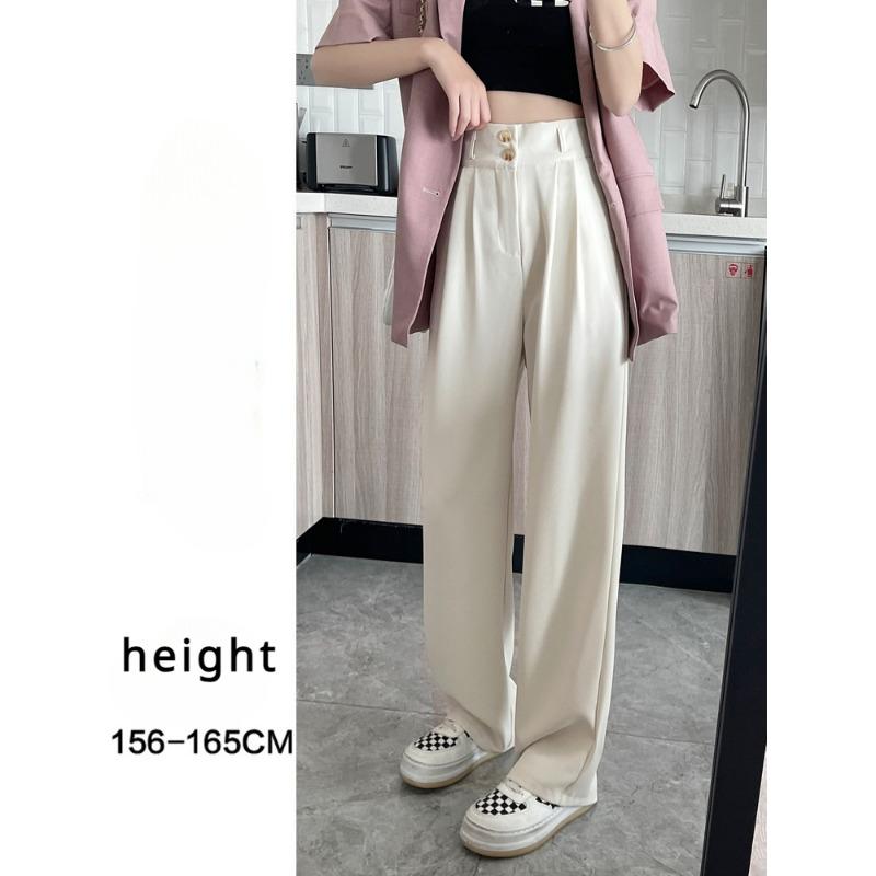 Широкие брюки для женщин, весенне-летний драпированный прямой костюм с высокой талией, тянущиеся брюки, повседневные брюки
