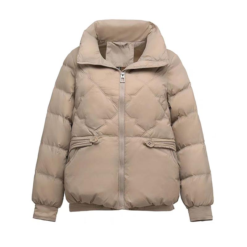 Пуховик женский короткий стиль 2024 новый зимний воротник стойка теплый белый утиный пух