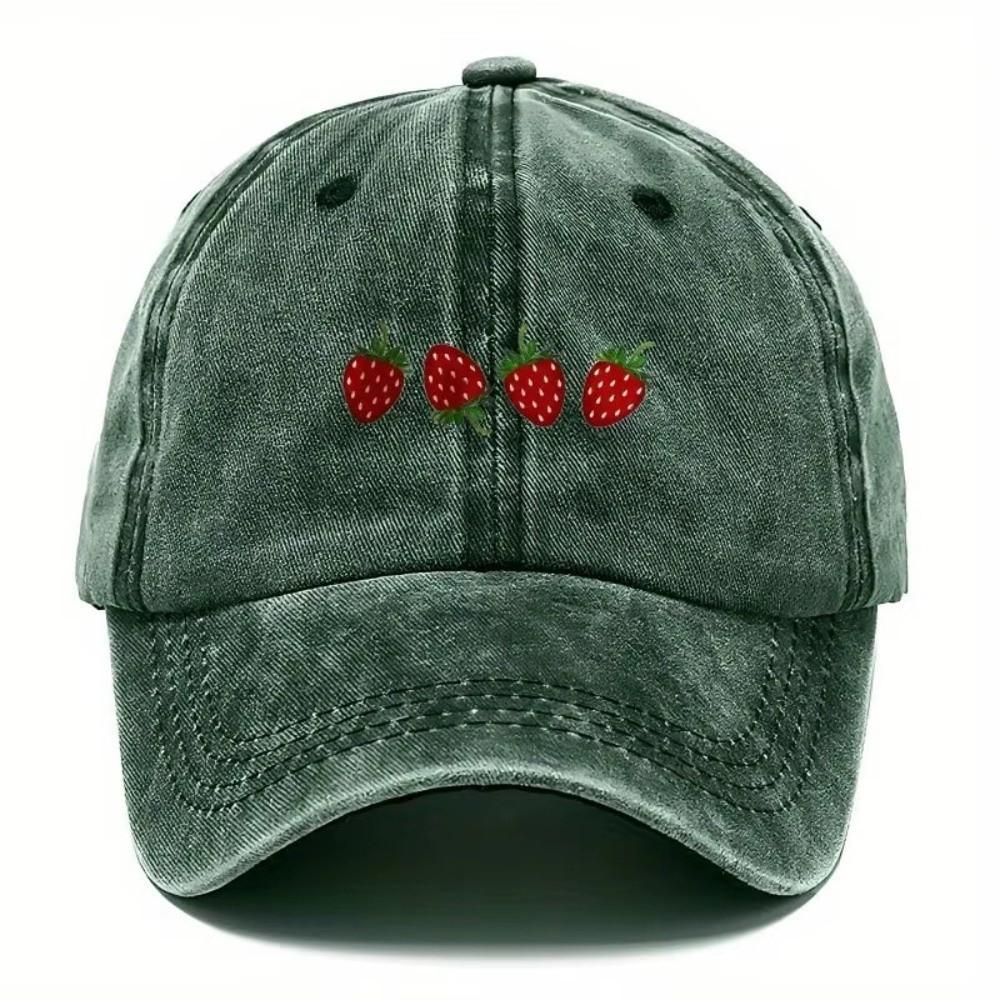 Hip Hop Strawberry Printed Baseball Cap Washed Cotton Sun Hat Streetwear Hats For Man Women Unisex