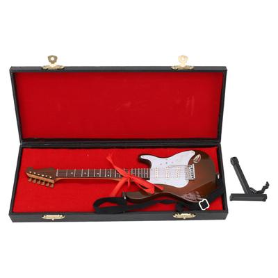 Миниатюрная модель электрогитары деревянная мини фигурка игрушка с подставкой чехол для домашнего декора 24 см белый
