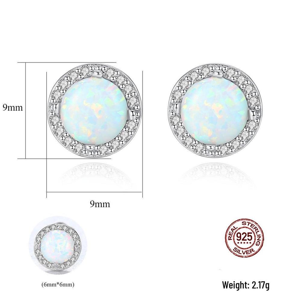 PAG&MAG Серьги-пусеты из серебра 925 пробы с опалом и цирконом, модные женские