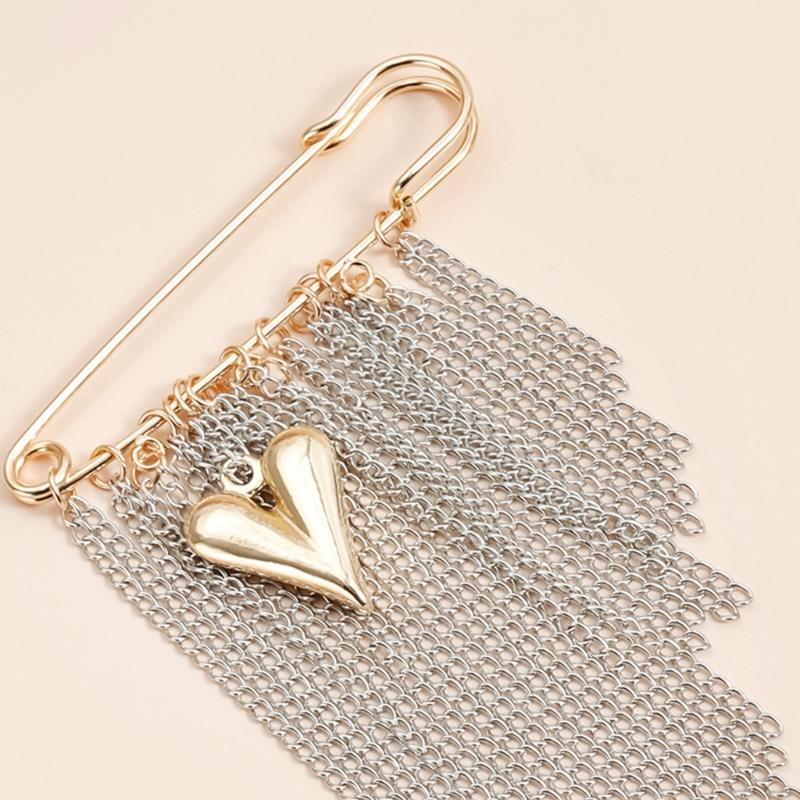 Стильная брошь Color Block с множеством преувеличенных кисточек, сердцевидная булавка из сплава, модные аксессуары в подарок