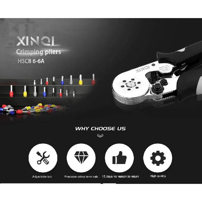 0.08-6mm2 Tubular Terminal Crimping Pliers HSC8 6-6A Crimper Wire Mini Ferrule Crimper Tools Household Electrical Kit With Bag