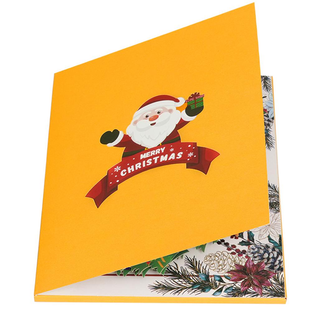 Рождественская 3D-музыкальная поздравительная открытка с огнями, праздничная открытка-сюрприз с конвертом, складная открытка