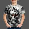 Новая детская футболка, одежда, футболка с 3D принтом черепа для мальчиков и девочек, летняя детская одежда, модная футболка, топы для мальчиков и девочек, футболки