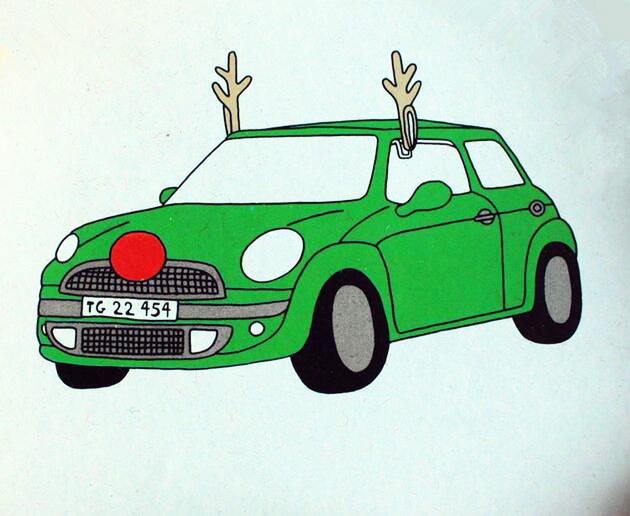 Plush Reindeer Antlers & Nose Car Decoration – Christmas Set, 43.5cm, Universal Fit