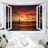 3D Simulation Window Beach Scenery Tapestry Living Room Home Background Hanging Cloth Wall Decoration