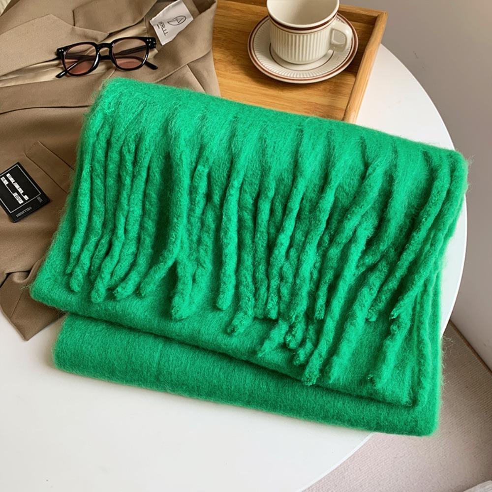 Solid Color Winter Cashmere Scarf Soft Wrap Shawls New Long Tassel Scarves Women