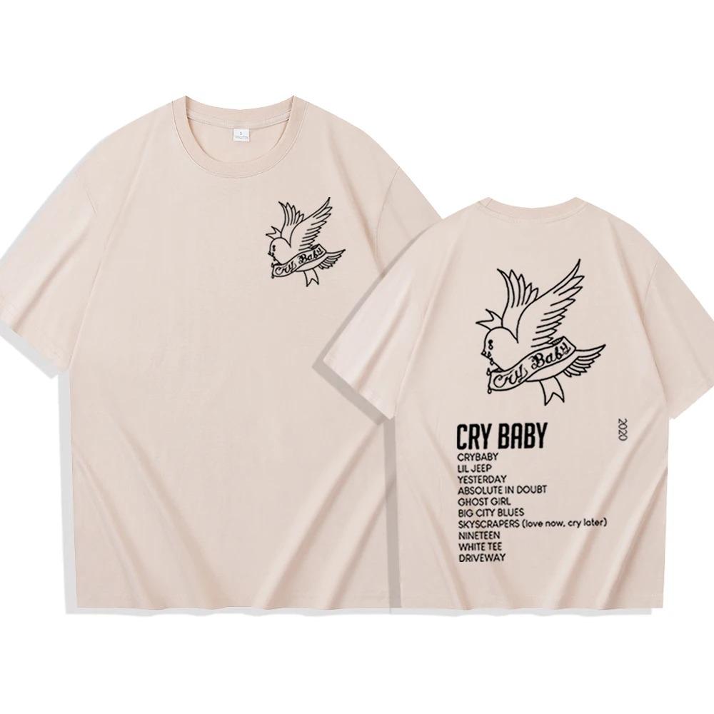 Футболка Lil Peep Crybaby Футболка с музыкальным альбомом Lil Peep Футболка с мерчем Lil Peep в подарок фанатам Lil Peep Футболки с коротким рукавом и круглым вырезом унисекс
