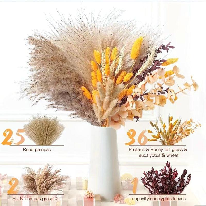 Source Yunnan Dried Flower Bouquet Combination, Real Flower Pampas Grass Home Decoration Reed Rabbit Tail Grass Dried Flowers