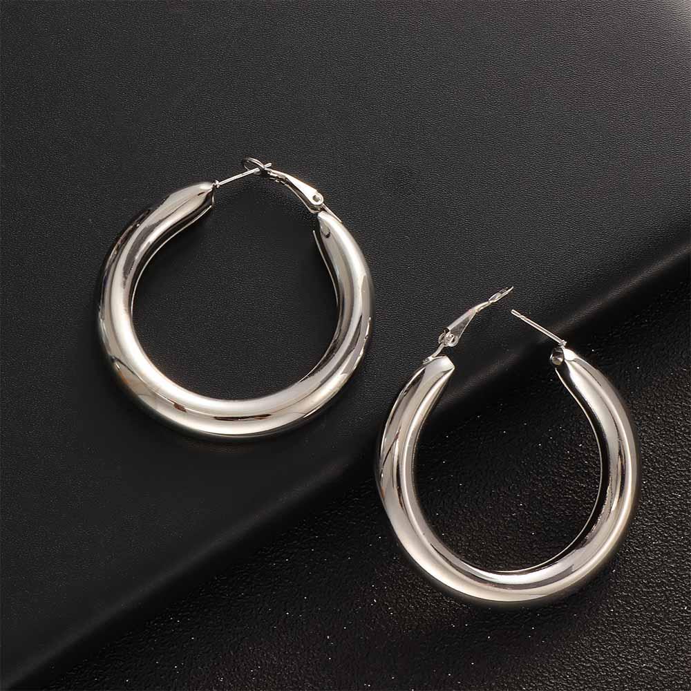 Женские Рок Толстая Трубка Цинковый Сплав Цинка Минималистичные 50мм Ювелирные Серьги-Кольца Большой Круг Мода