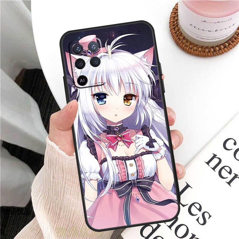Чехол с аниме-девушкой-кошкой для Oppo A78 A54 A74 A94 A17 A57 A77 A76 A16 A96 A18 A60 A80 A40 A38 A58 A98 A15 A5 Pro