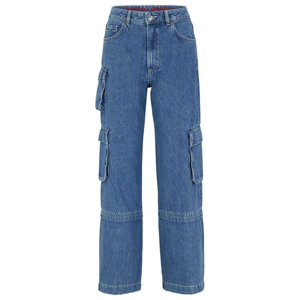 Hugo Женские Джинсы Gashia из Кожи с Нашивкой, Свободного Кроя