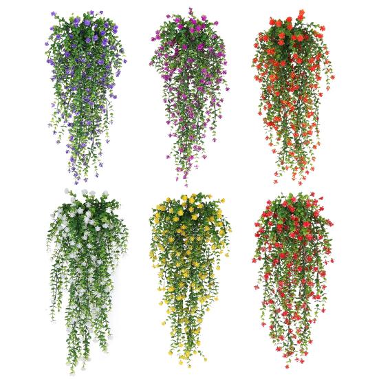 1/2 шт. висячие искусственные цветы, устойчивые к лозе растения, искусственные свисающие цветочные УФ-пластиковые растения плюща для дома
