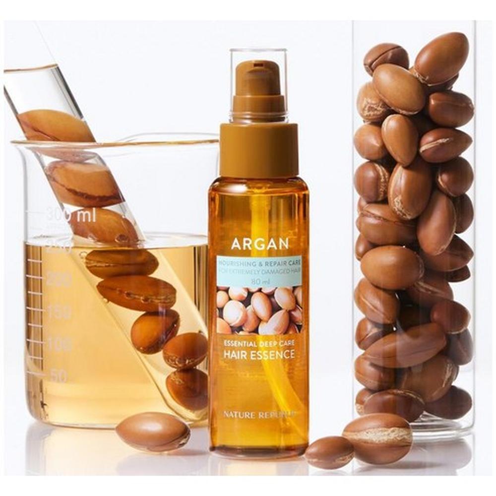 Nature Republic Эссенция для глубокого ухода за волосами с аргановым маслом Argan Essential Deep Care 80 мл – Уход с арганой, Гладкий финиш, Корейская