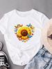 (Asian Size) watercolor flower love cute Women's Top Fashion T Clothing Print Female Casual  Short Sleeve T-shirts Graphic Tee