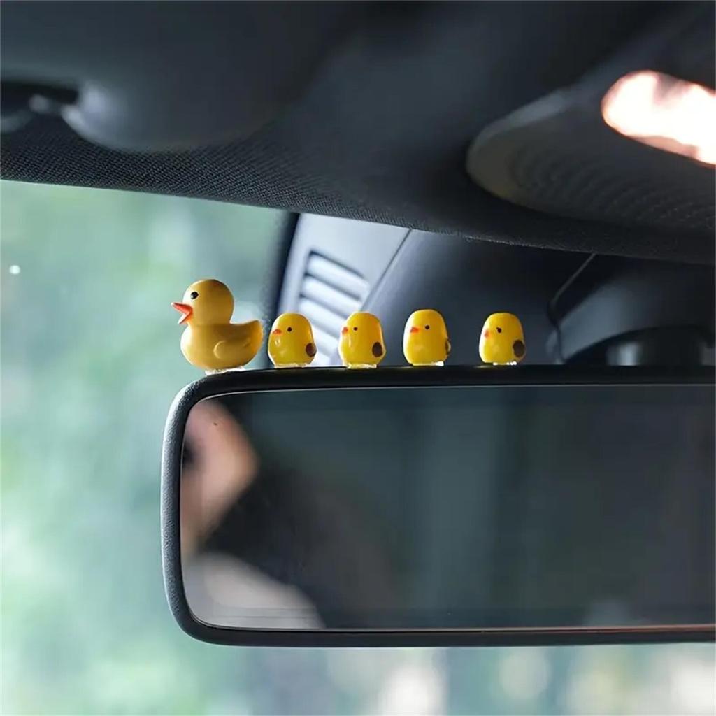 5PCS Car Mini Cute Screen Center Console Decoration Small Yellow Duck Rear Camera Car Decoration Accessories Interior Decoration