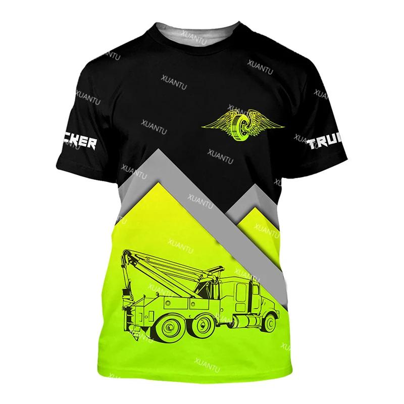 Truck Driver Cargo Men's T Shirt For Men Summer 3D Print Short-sleeved T-Shirt Women Clothing Oversized Camiseta Work Streetwear