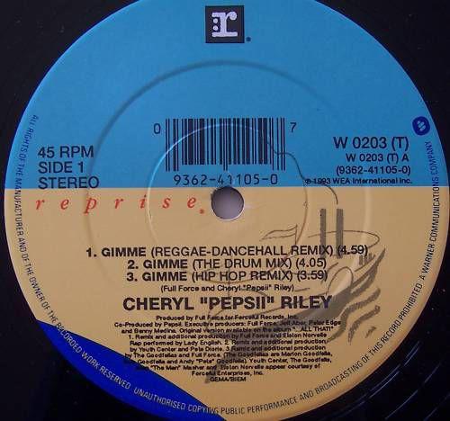 12inch Record CHERYL PEPSII RILEY - Gimme W0203T,WO203T Reprise Records 1993 UK Rap & Hip-Hop/R&B Used