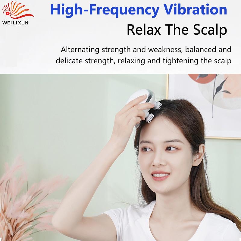 Small Portable Scalp Massagers Hot Compress Red Light Massage Waterproof Stress Relief Head Spa Massage Vibration Kneading