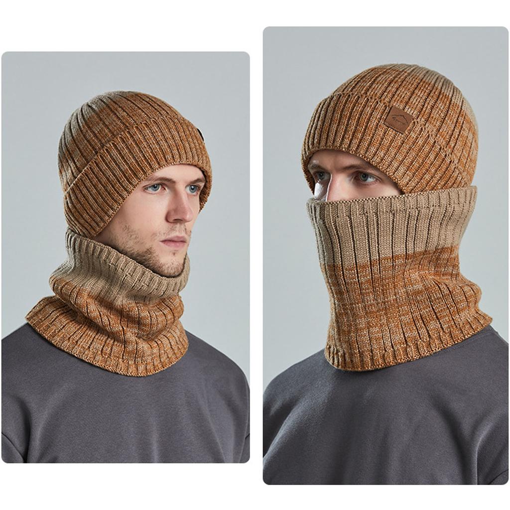 Уличная теплая зимняя вязаная шапка и шарф, стильная вязаная шапка для мужчин и женщин