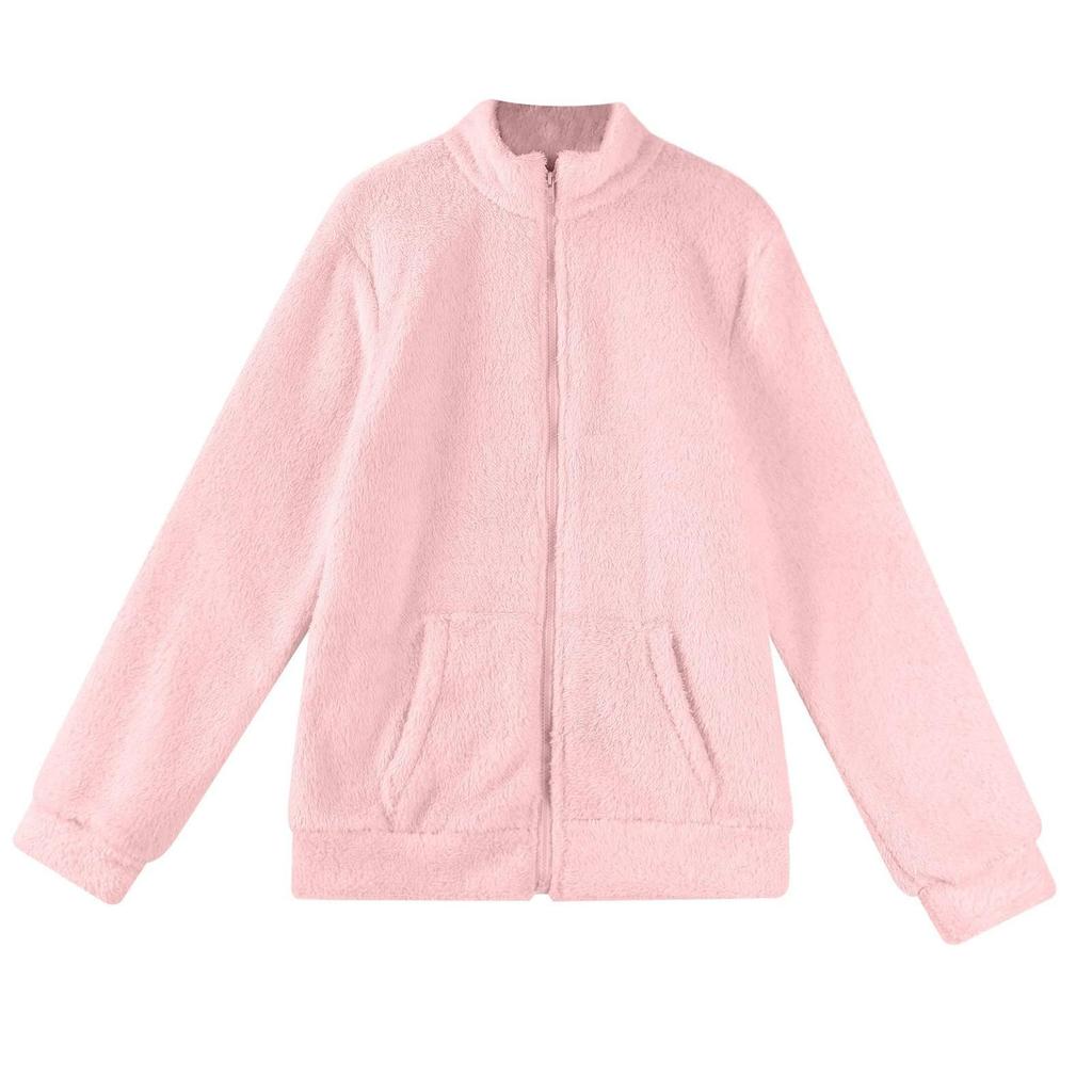 Womens Jacket Fall Winter Casual Long Sleeve Full Zip Soft Warm Sweatshirt Coats Outwear