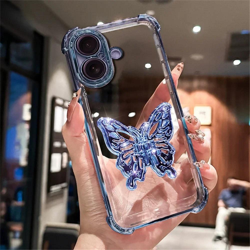 Прозрачный держатель-бабочка, противоскользящий чехол для Coque Huawei Nova 12 11 10 9 8 5 Pro 7 SE 6 5G, противоударная защита, чехол для телефона