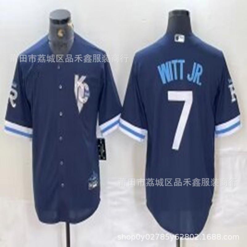 Mens Kansas City Royals MLB Baseball Jersey 7 Witt Jr Fan Apparel Cotton Sportswear Fall Winter