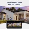New 12MP 6K WiFi IP Camera Outdoor Three Lens Dual Screens 8X Zoom CCTV PTZ Video Cam Auto Tracking Security Protection Surveillance