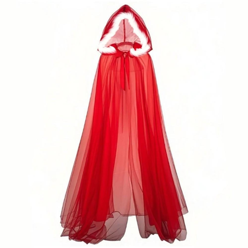 150cm/59in Red Riding Hood Polyester Cosplay Costume Cape Witch Wizard Hooded Cloak Christmas